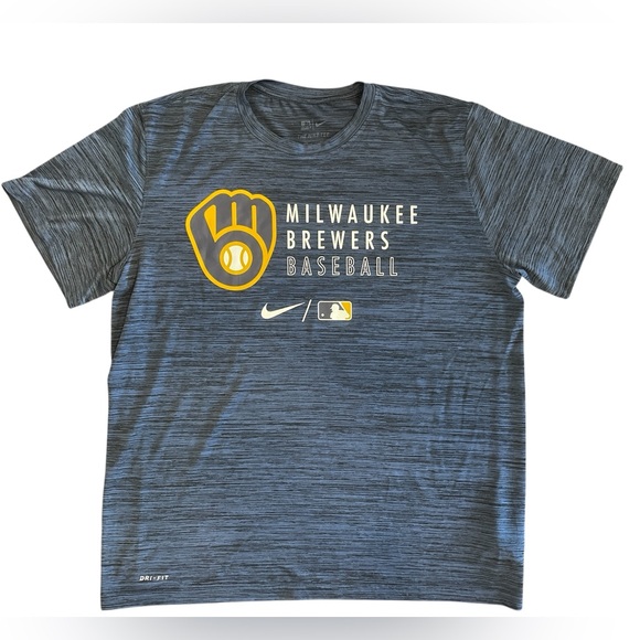 Nike Dri-Fit Milwaukee Brewers Blue Short Sleeve T-Shirt Men’s XL - Picture 1 of 9